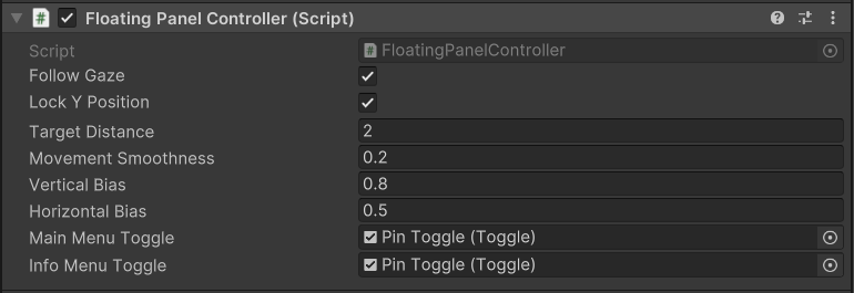 Floating Panel Controller script
