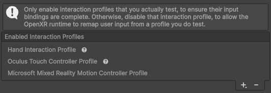 OpenXR Project Settings